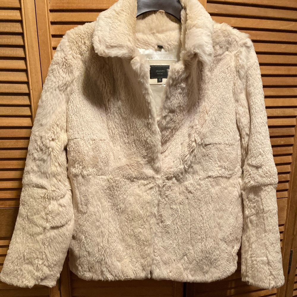 Avanti New York Beige Genuine Rabbit Fur Jacket
